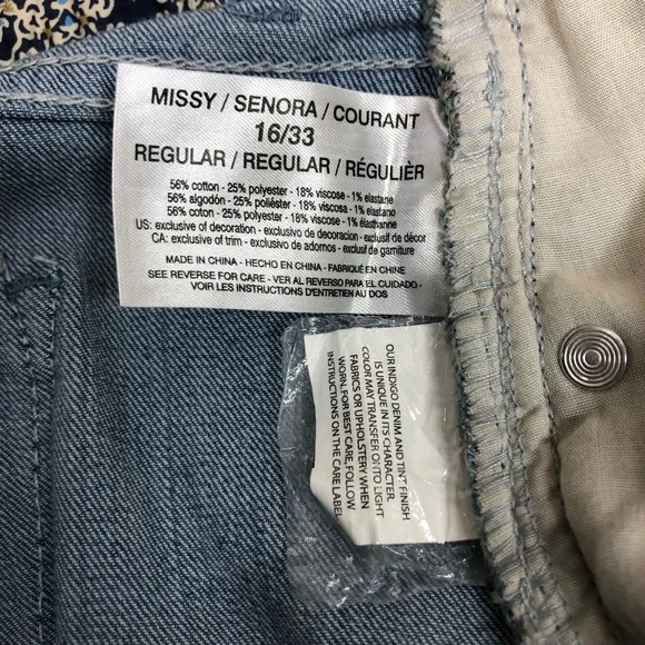 Vintage America Blues Cotton Blend Flowers Patchwork Bestie Blue Jeans 16R/33 - Picture 8 of 16